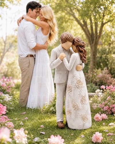 Figura pareja romántica resina estatua adornos para hogar miniatura 4