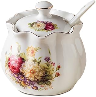 DoDolalgs - Tarro de cerámica para Especias, diseño Floral, Color Amarill