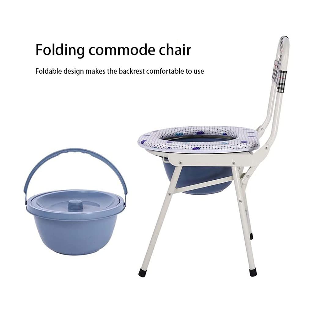 Pieghevole Leggero Sedia Da Comodino Con Secchio Rimovibile Toilette Portatile Per Adulti, Corrimano Antiscivolo In Plastica, Capacit&agrave; Di Peso Di 150 Kg