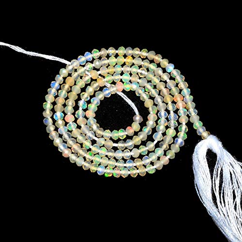 Natural Ethiopian Welo Opal Fire 2mm-2.5mm Micro Faceted Rondelle Beads ~ AAA+ Ethiopian Opal Semiprecious Gemstone Loose Beads ~ 13" Strand