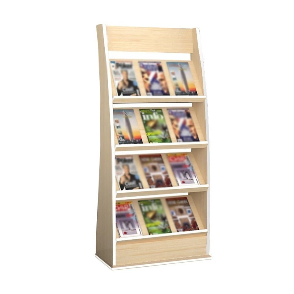 LJHFG63KUYT Newspaper Stand Wooden Magazine Rack Floor-standing Information Display Storage Publicity Floor Newspaper Literature Rack