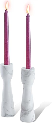 Juego de 2 portavelas de mármol para decoración del hogar, regalos, centro de mesa, centro de mesa, candelabros cónicos, soportes para mesa, mantel