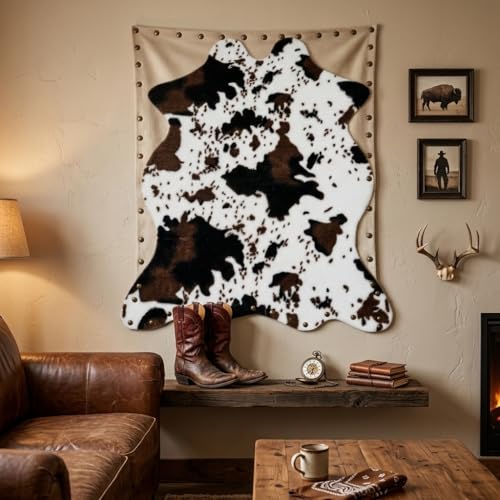 Cow Print Faux Cowhide Rug 2'6"x3'7", Western Small Area Decor | Fits bedroom,Vanity, Entryway,Nook,Dorm,Rustic;Perfect Farmhouse Decor,Cowboy Birthday - Image 5
