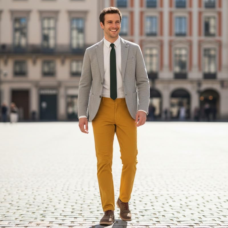Mens Classic Fit Suit Pants Flat Front Formal Dress Pants for Business & Wedding
