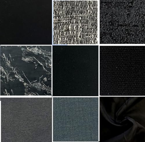 Swatches of Fabric for The Custom Curtains That we Make. (All Black and Charcoal)
