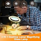 20X/10X Dual-lens Magnifying Glass with Light and Timer, Combination Lens Magnifier with Light, 3 Color Modes, 2 in 1 Magnifying Desk Lamp for Craft Hobby Painting Sewing Close Work(No Adapter) - Image 2