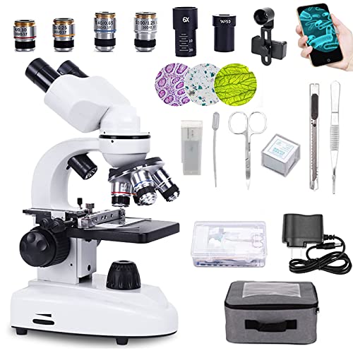 Microscópio Binocular Composto 180000X com WF50X Oculare, Suporte de Telefone, Observação de 45°, Il