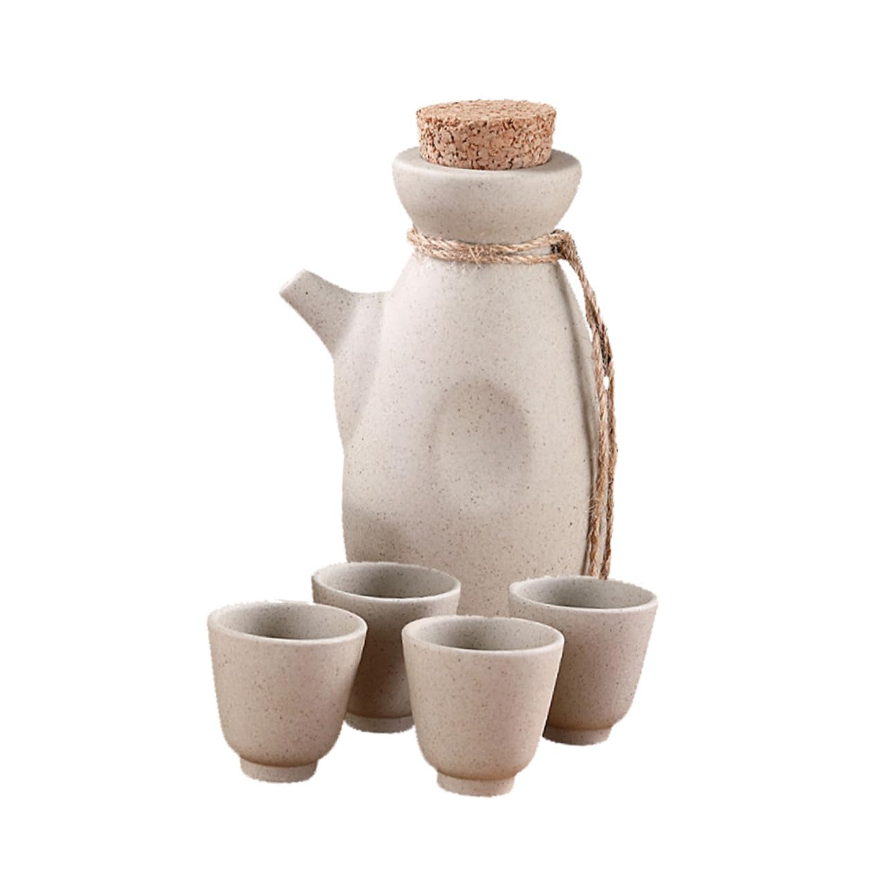 Mikinona Juego de Sake Japonés y 4 Tazas 50ml 1 Botella 300ml Cerámica