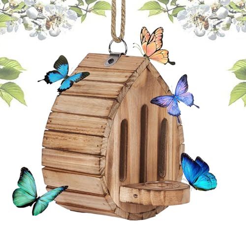 Maison de Papillons en Bois - Refuge de Papillons extérieur Naturel, Nidification, Habitat d'insecte résistant aux intempéries | Boîte de mangeoires de Jardin pour Arbres de Jardin, prote