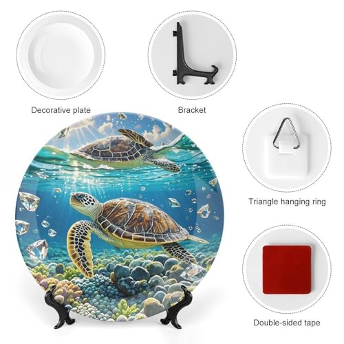 Plato decorativo de porcelana Bone China con diseño de tortugas marinas miniatura 3