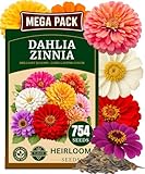 TLSSCO 754+ Zinnia Dahlia Seeds, Pack for 2026 USA Premium Non-GMO Flower Seeds, Vibrant Zinnia Elegans for Pollinator Gardens, Borders & Containers, Easy-to-Grow Outdoor Blooms