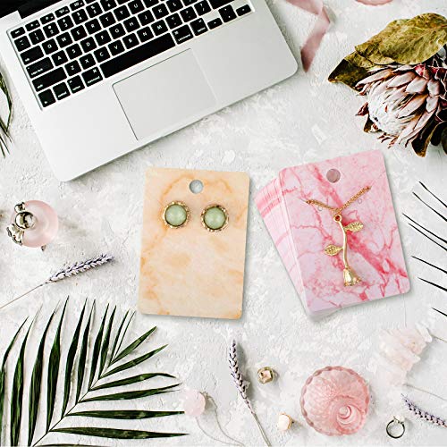 900 Pcs Marble Earring Necklace Display Card Holder For Selling, 250 Pcs 5 Colors Jewelry Display Cards 150 Pcs Self Seal Bags And 500 Earring Back For Jewelry Packing, 2 X 2.8 Inches (Marble) #TOP5