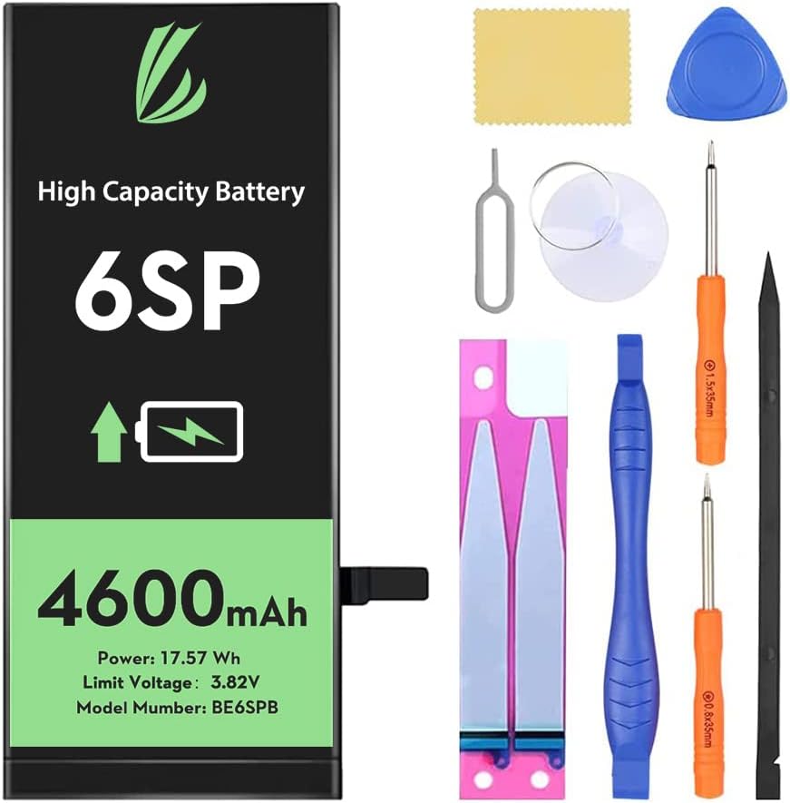 LL TRADER Battery for iPhone 6s Plus, 4600 mAh High Capacity 0 Cycle Replacement Battery for iPhone 6s Plus Model : A1634, A1687, A1699 with Full Set Repair Tool Kit & Adhesive