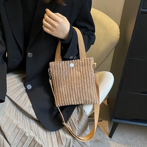 Corduroy Tote Bag Small Minimalist Tote Bag Mini Corduroy Shoulder Crossbody Bag Casual Square Handbag for Women Alt Trendy2