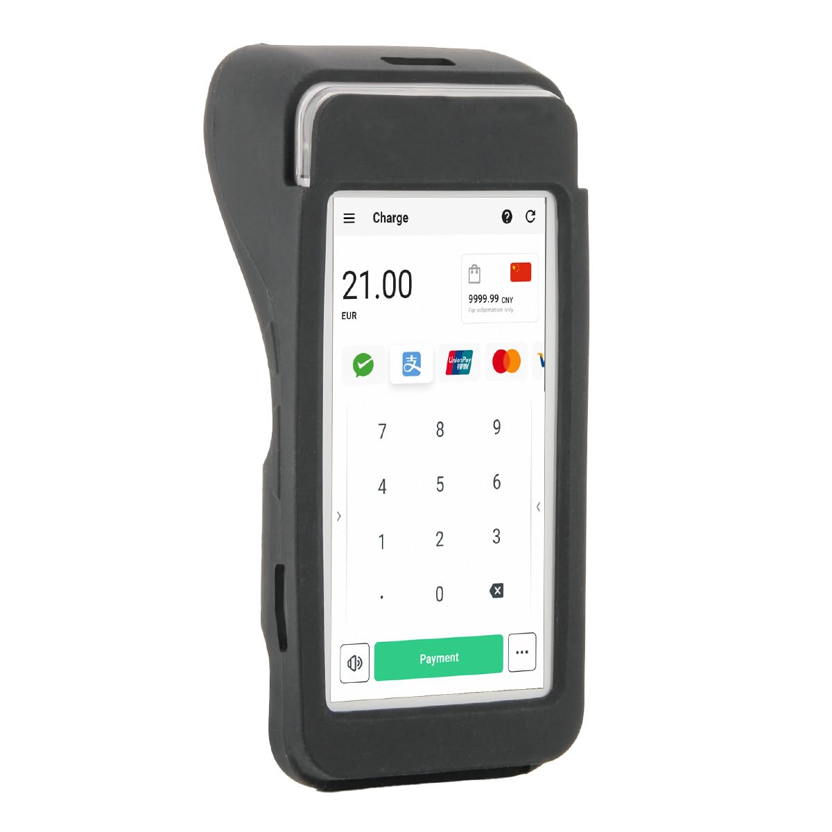 MOBILIS Coque de Protection pour Terminal de Paiement Pax A920 Pro|Etui en Silicone pour Lecteur de Carte Bancaire TPE Compatible Socle de Charge, Noir