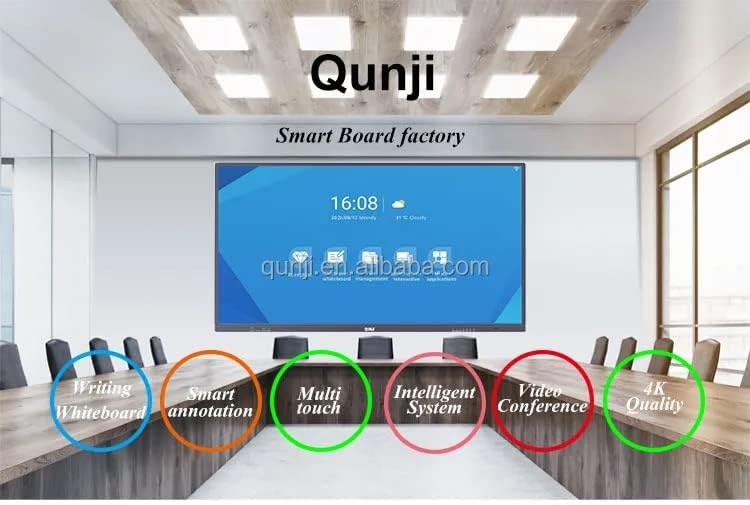 Interactive Smart Whiteboard, android 11 core 4 4K 8 ram128 rom UHD with Wall Mount, built in camera 12 MPixels and 8 arrays microphone Remote Collaboration for Classroom and Businesses (60 KG)