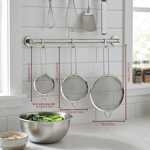 Image of 3PCS Fine Mesh Strainers for Kitchen, Stainless Steel Metal Wire Sieve Strainer, Food Strainer with Handlle for Sifting, Straining and Cooking