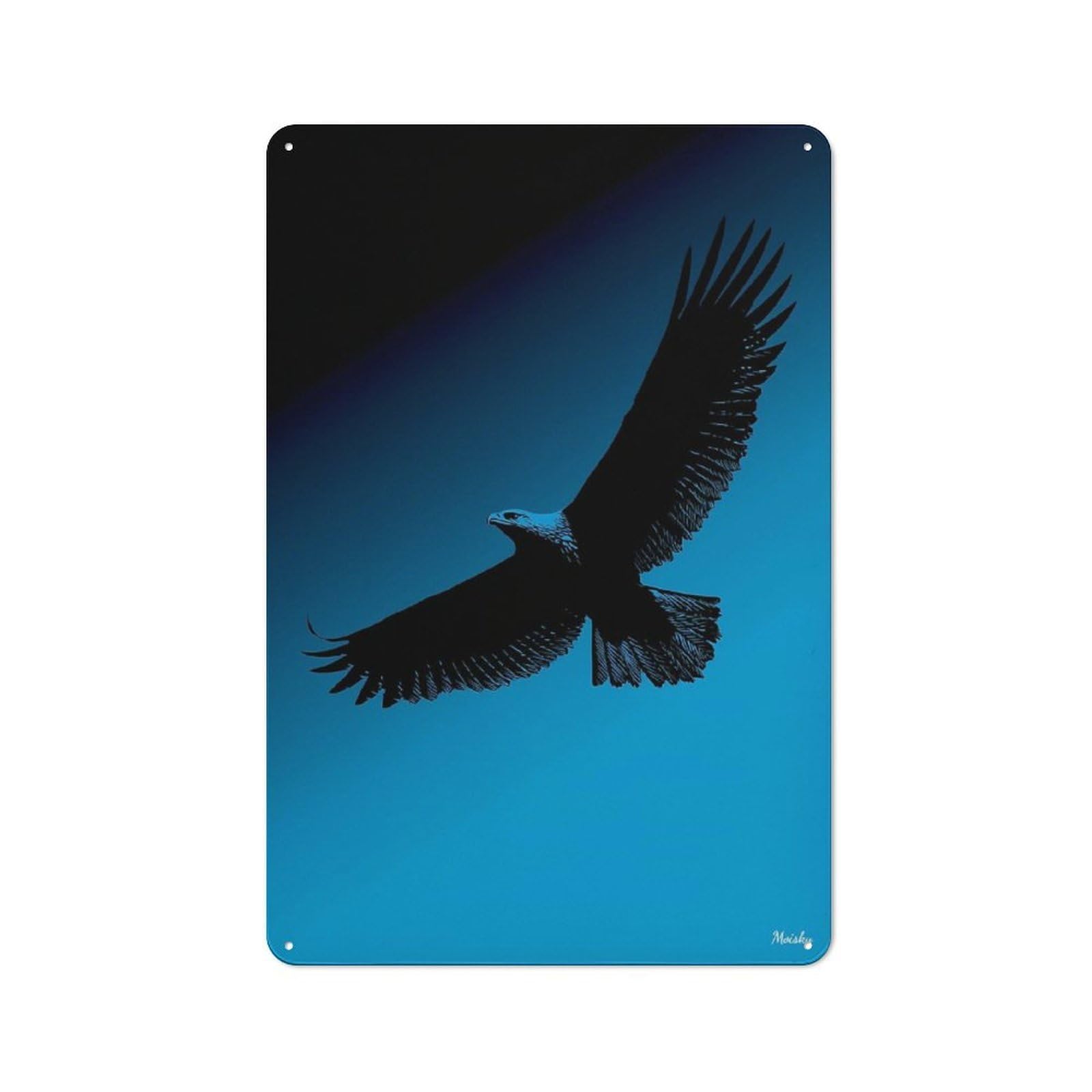 Junmoney Eagle Silhouette – Soaring Freedom On Blue Vintage Metal Plaque 30X20cm For Hobby Room Or Studio, Suited To Hobby Room Decor Fans