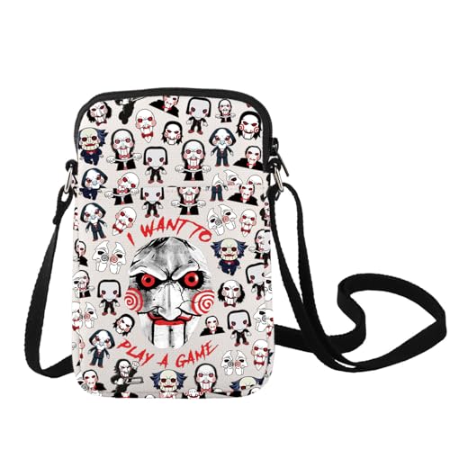 LEVLO Sadistic ThrillerCrossbody Bag Horror Movie Fans Gift I Want To Play Game Puzzle Horror Shoulder Bag Thriller Merch