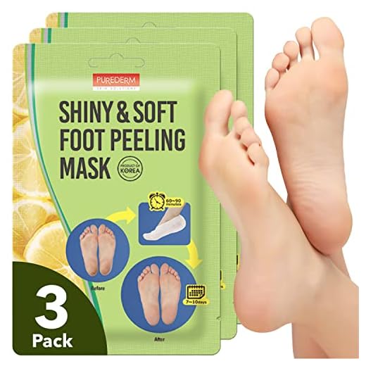 Foot Peeling Mask Set By Purederm - Exfoliating Foot Peel Spa Mask For Baby Soft Skin W/Sunflower Seed Oil & Lemon Extract - For Men & Women - Removes Dead Skin & Calluses In 2 Weeks, Pack of 3