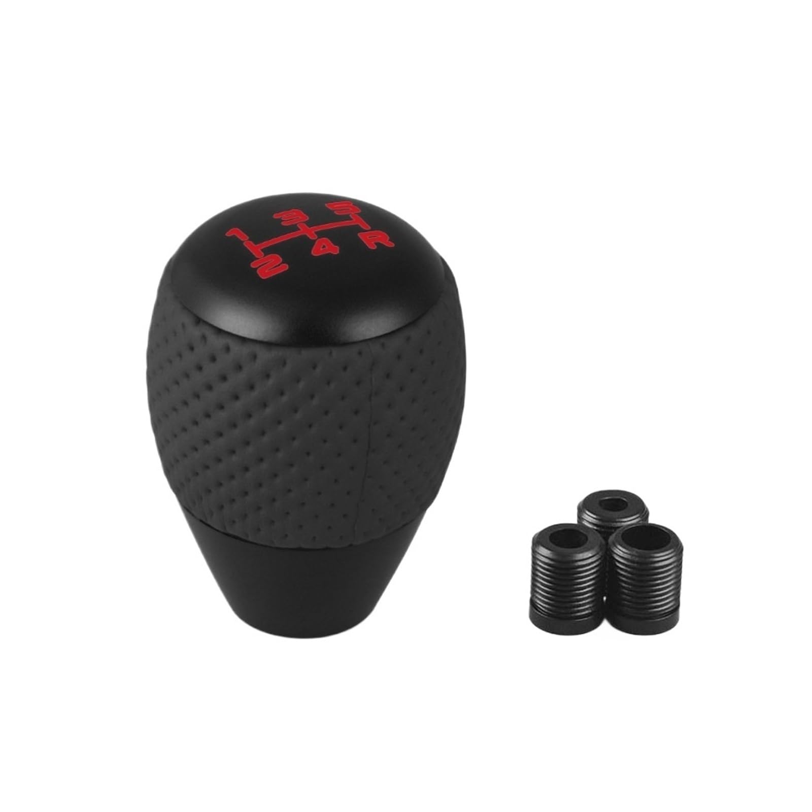 HTRdtD Car Handbrake Levers Car 5 Speed Knob Shift Head with M8 M10 M12 Adapter Aluminium Gear Leather Lever Level Handbrake Lever(Black)
