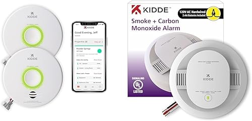 Kidde Detector de humo inteligente y aire interior, monitor de calidad, WiFi, dispositivo compatible con Alexa, detector de humo y monóxido de