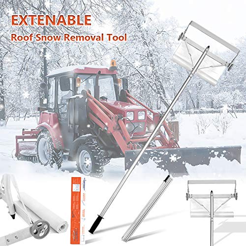 LIAMST Roof Snow Removal Tool,Snow Roof Rake, Roof Rake for Snow Removal,Extended Range up to 20 FT,Suitable for Single-Story and Small Wooden Houses, Made of Aluminum and Stainless Steel