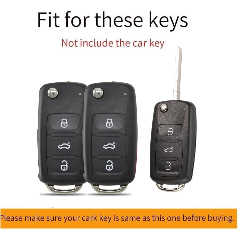 ontto Etui na kluczyki samochodowe etui ochronne na klucze 3 przyciski pasuje do VW Polo Golf 4/5/6 Multivan T5 Caddy Jetta Bora dla Skoda Superb Fabia Seat Ibiza Akcesoria Czarny
