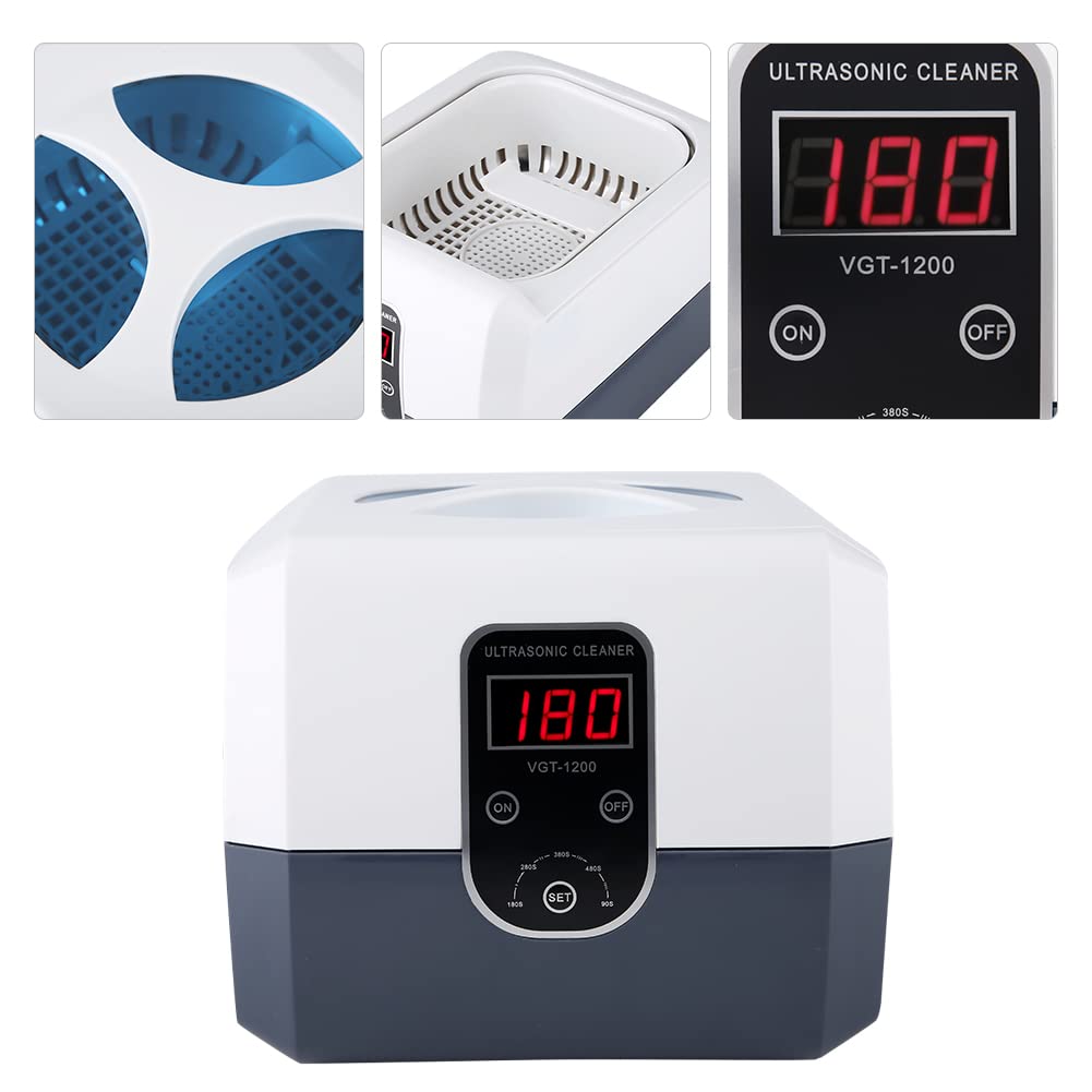 YWBL-WH VGT-1200 Myjka Ultradźwiękowa 1,3 L Cyfrowa Maszyna do Czyszczenia Ultradźwiękowego o Mocy 60 W Zbiornik ze Stali Nierdzewnej 304 na Okulary Biżuteria Zegarek Protezy (Norma europejska AC200