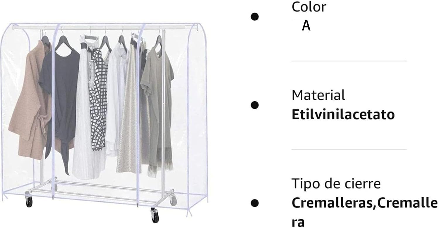 Funda Protectora para Perchero Funda Perchero Burro Largas Ropa Protege del Antihumedad Cubierta Polvo Cubierta Antipolvo de Ropa para Chaqueta Abrigo Traje A180 * 50 * 150 cm