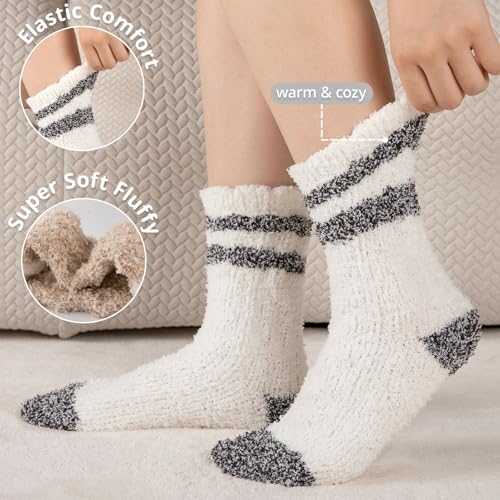 Image of Fuzzy Socks for Women Cozy Fluffy Soft Warm Comfy Winter Slipper Socks 5 Pairs