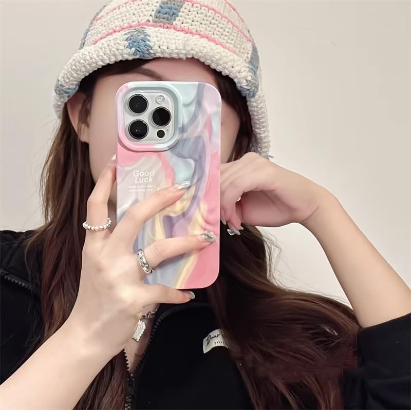 Image of COVERLY for iPhone 14 Pro Max 3D Luxury Rainbow Good Luck Phone Case,Premium Texture Trendy Retro Cute Multi Artistic Cool Design -Aesthetic Shades Heart Princess Cover for Apple iPhone 14 Pro Max