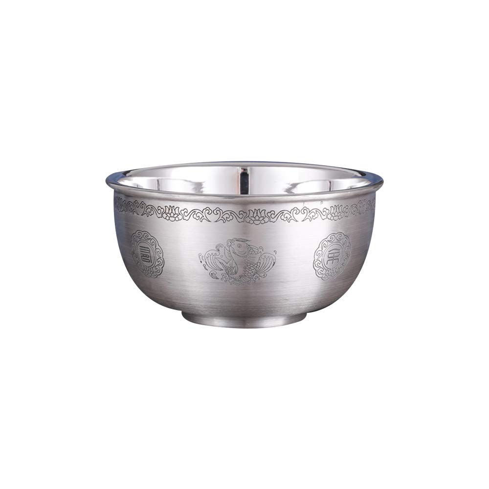 Bol de céréales en Argent Sterling, Bol à Salade, Bol à Soupe, Bol de Riz, Bol à pâtes, Bol de Dessert, Bol à Fruits, Vaisselle en Argent Sterling, 350 ML,Style Three