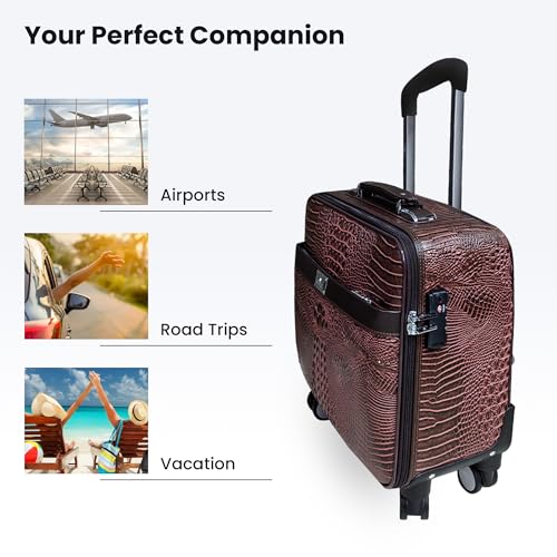 Image of THE CLOWNFISH Drift Small 16inch Cabin Trolley Bag for Travel|Hard Suitcase for Travel with Aluminium Trolley, Wheels, 360 Degree Rotation, Oxford Fabric Material - Brown