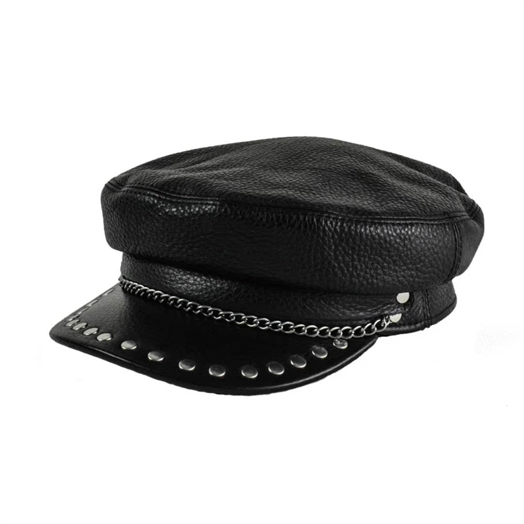 Skórzana czapka baseballowa damska militarna czarna czarne czapki taktyczne kapitan marynarz czapki unisex,Szary 1 L