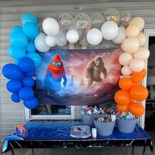 Image of Blue and Orange Balloons, 12 Inch Light Royal Blue Pastel Orange Confetti Balloon, White Helium Balloons for Kids Boys Theme Party Baby Shower Happy Birthday Party Decoration Supplies