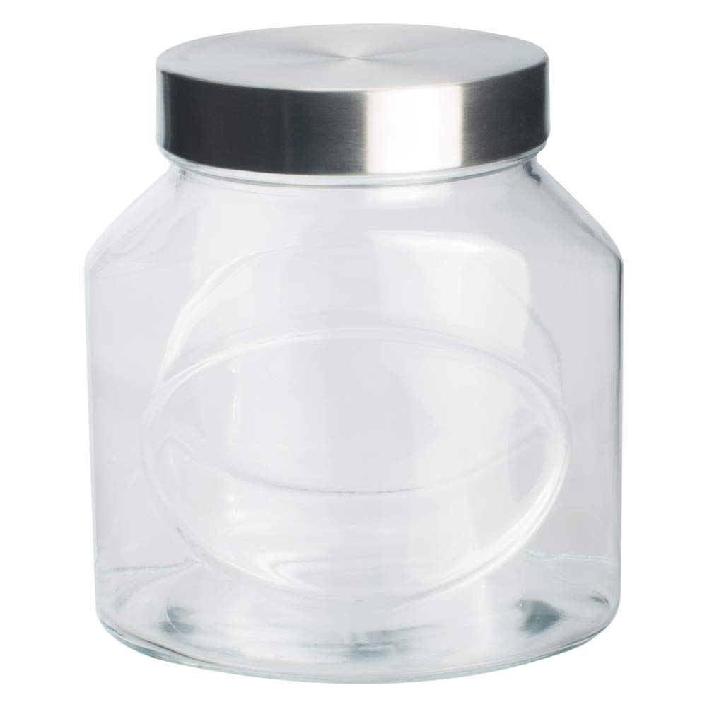 Pasabahce Clear/Steel 80387 Elipse Jar Glass, 1.5 Lt, Transparent
