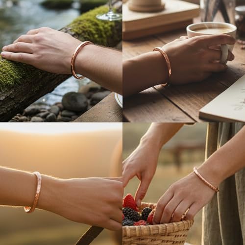 Image of Touchstone Copper Bracelet Tibetan Style. Hand Forged with Solid and high Gauge Pure Copper.