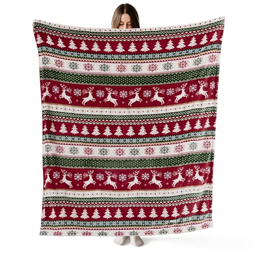 Image of Bedsure Christmas Heated Blanket Throw - Soft Flannel Sherpa Electric Blanket with Fair Isle, with 6 Heating Levels, 4 Time Settings and 3-Hour Auto-Off, Heated Throw as a Gift (50x60 inches)