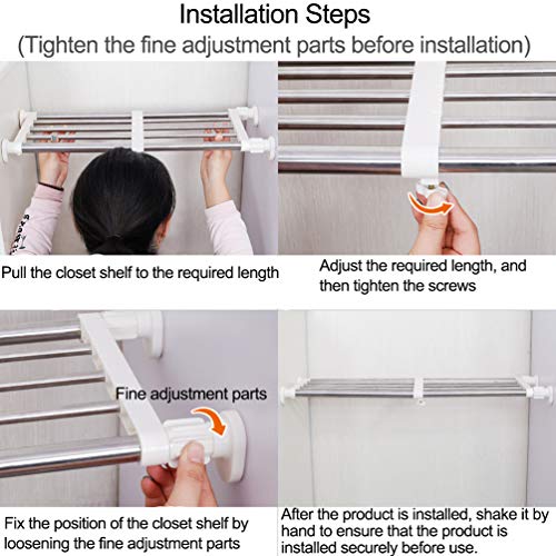 Baoyouni DQ0778-4 Tension Shelf Expandable Clothes Closet Organizer Rack Adjustable Diy Wardrobe Dividers Separator Ivory thumb #6
