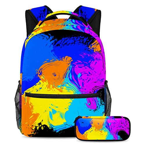 Sacs à dos Daypack aquarelle avec trousse pour élèves du primaire au lycée
