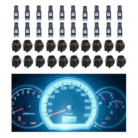 Augeny 20PCS T5 Led Lights for Car Dashboard, 3030-3SMD High Light Car LED Lights Bulb with Twist Socket, Auto Interior Led Bulb for Gauge Cluster Indicator Dashboard Panel Light (Ice Blue) Cover
