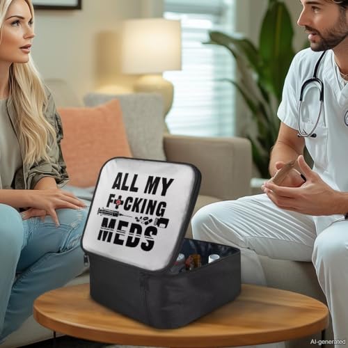 Image of Gomyblomy Custom First Aid Kit for Home Cars All May Fucking Meds Print Customized First Aid Kit Bag Empty Medical Supplies Pouch Personalized Medicine Bag Add Your Image Color