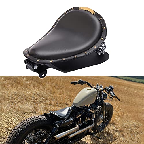 Image of DREAMIZER Motorcycle Leather Seat Brown Crocodile Cushion Compatible with Rebel 250 300 500 Refit Bobber Street Bike Chopper,Black