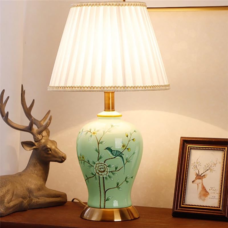 Contemporary Flowers and Birds Ceramics Table Lamp The American Village Living Room Bedroom Study Villa Hotel Bedside Desk Lamp (Style 2)