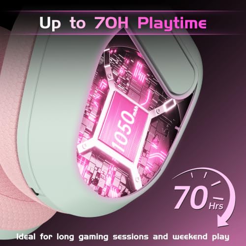 Image of Gvyugke Wireless Gaming Headset for Xbox Series X /S, Xbox One, PS5, PC, Bluetooth 6.0 Gaming Headphones with Flip-to-Mute Noise-Canceling Mic, 70-Hour Playtime, Foldable, 3D Surround Sound - Pink