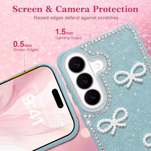 Image of DIZORO for Samsung A37 Case,Cute Bow Tie Aesthetic Phone Case,Trendy Slim Hard IMD Shockproof Protective Bumper Designer Phone Back Cover for Women Girls - Green