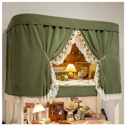 Poteaux de lit baldaquin en U vert avec rideau occultant de 14