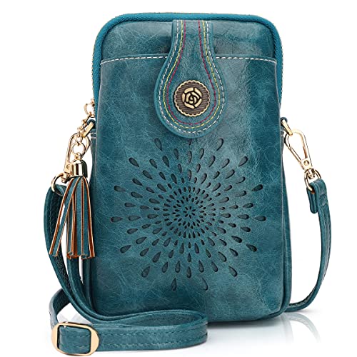 APHISON Small Crossbody Bags for Women, Lightweight Vegan Leather Cell Phone Purse, Cute Purses with Tassels
