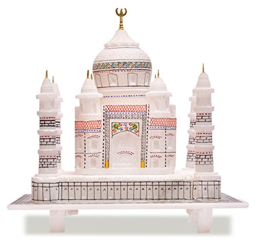 Artiste Haat Réplique indienne de Taj Mahal - Symbole d'amour (blanc avec peinture colorée), Pierre, Multicolore, 6" Inch Cover